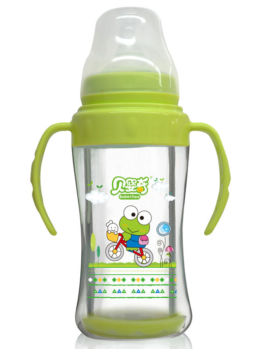 貝嬰奇240ml寬口雙層玻璃奶瓶綠色