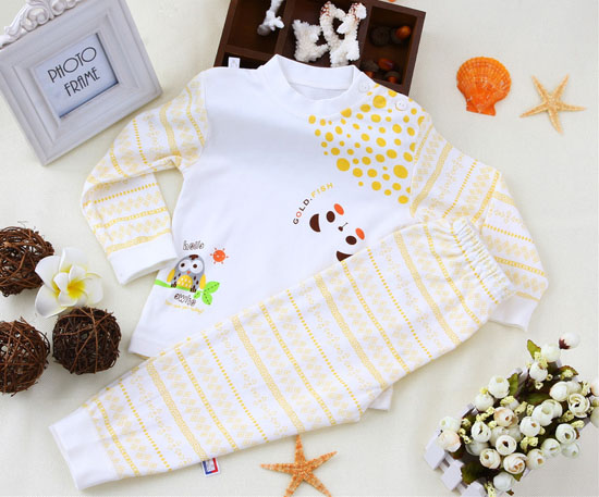 金色小魚竹纖維雙面熊寶寶肩開套