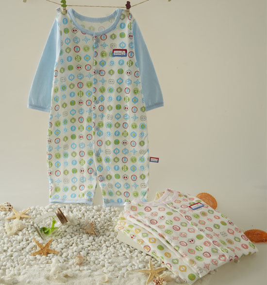 金色小魚(yú)純棉素色單面數(shù)字哈衣