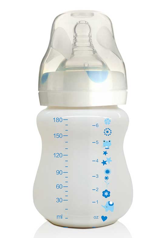 貝嬰奇180ml陶瓷奶瓶藍(lán)色刻度