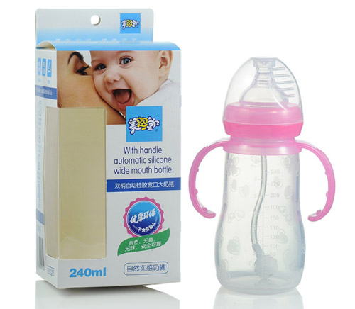 美嬰堂雙柄自動硅膠寬口奶瓶240ML