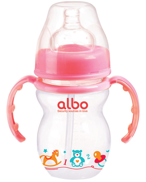 愛樂寶210mlPP寬口葫蘆自動奶瓶紅