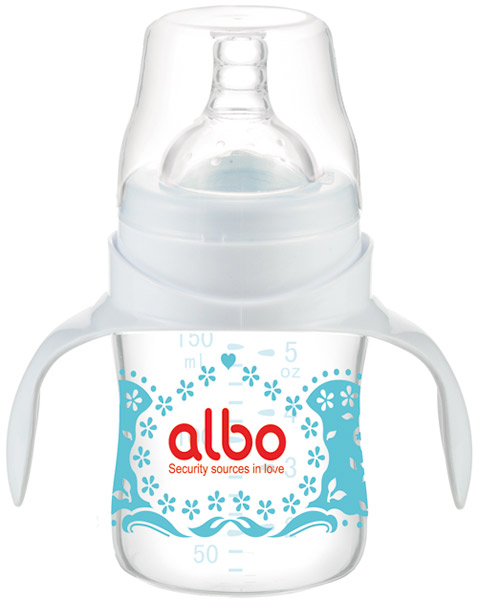 愛樂寶150ml寬口晶鉆玻璃奶白