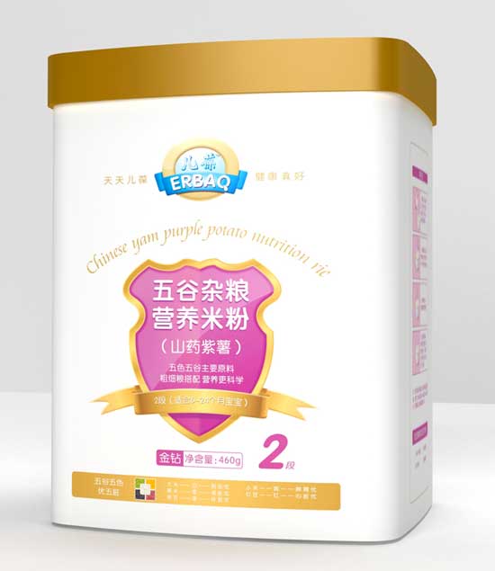 兒葆山藥紫薯2段五谷雜糧營養(yǎng)米粉聽裝