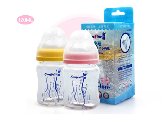 皇嬰寬口晶鉆玻璃120ML