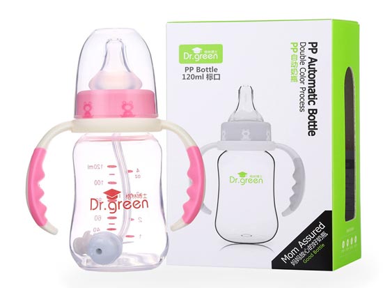格林博士標口PP自動奶瓶120ML紅色