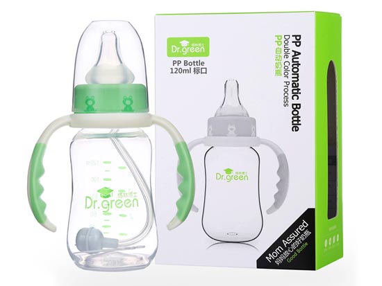 格林博士標(biāo)口PP自動(dòng)奶瓶120ML綠色
