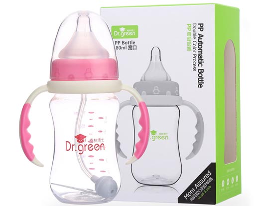 格林博士寬口PP自動奶瓶80ML紅色