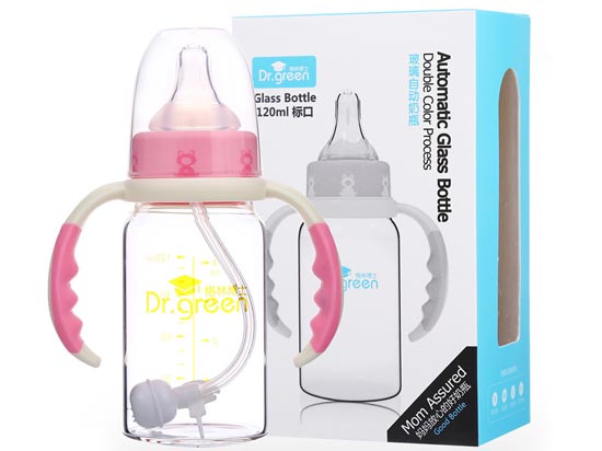 格林博士標口自動玻璃奶瓶120ML紅色