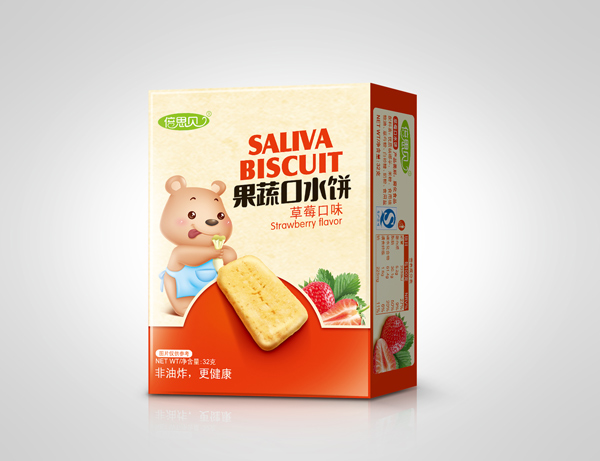 倍思貝草莓味果蔬口水餅32克長形