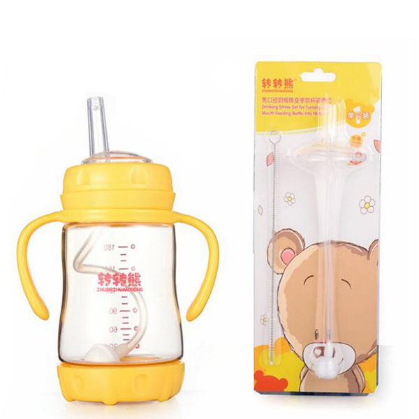 轉轉熊寬口徑奶瓶轉變學飲杯吸管組配件