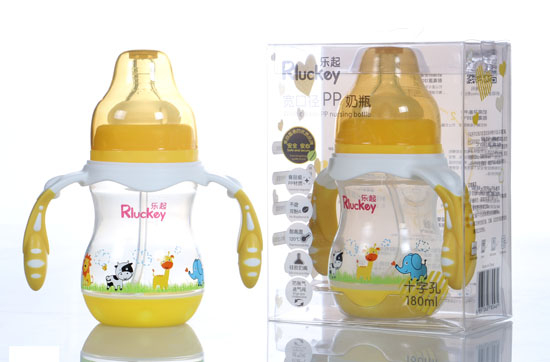 樂起寬口徑PP奶瓶180ml黃色