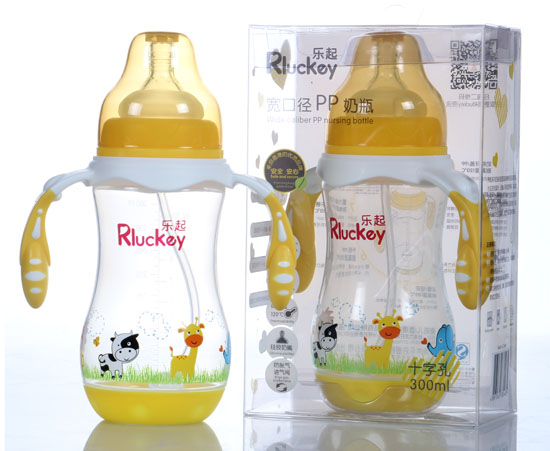 樂起300ml寬口徑PP奶瓶黃色