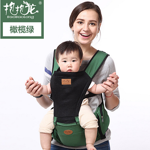 抱抱龍腰凳夏季透氣嬰兒雙肩腰凳橄欖綠