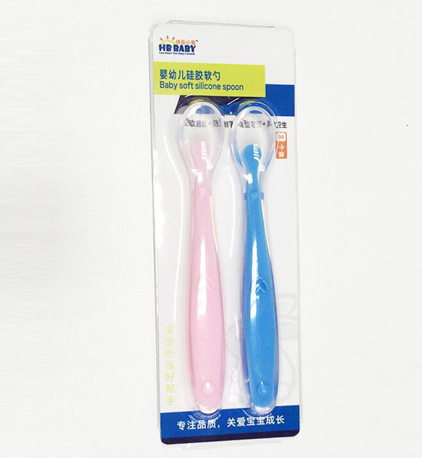 快樂小兔2個(gè)裝嬰兒硅膠勺訓(xùn)練勺