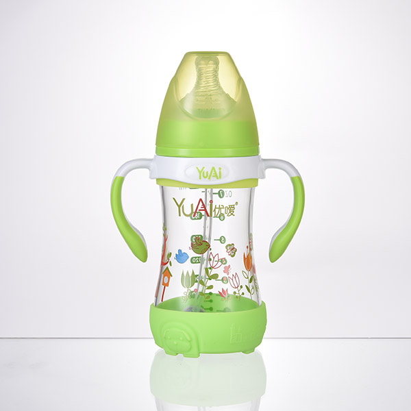 優(yōu)噯7安寬口弧線型晶鉆玻璃手柄自動奶瓶(220ml)