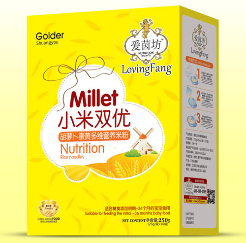 愛茵坊胡蘿卜蛋黃多維小米雙優(yōu)米粉盒裝