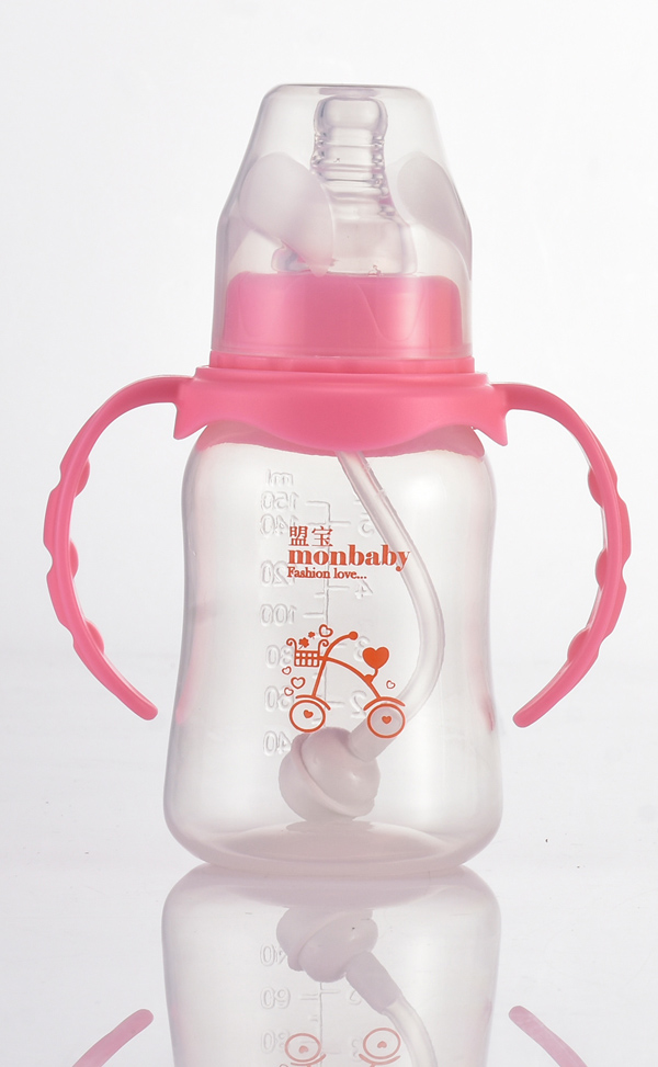 盟寶標(biāo)口PP奶瓶-粉色