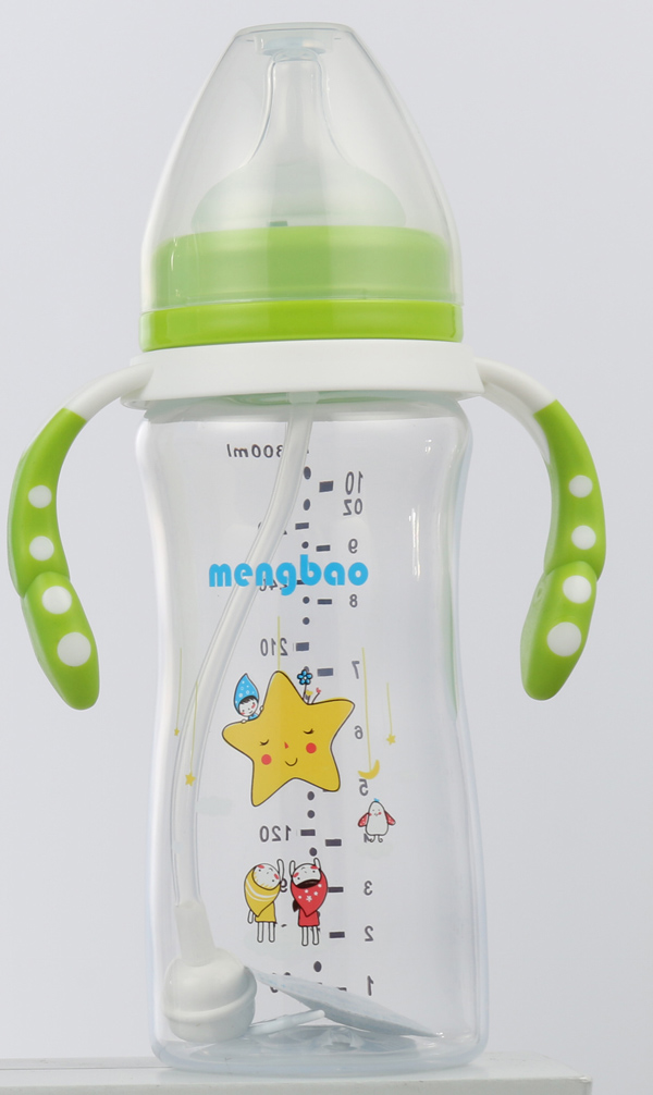 盟寶小蠻腰高透PP奶瓶300ml-綠色