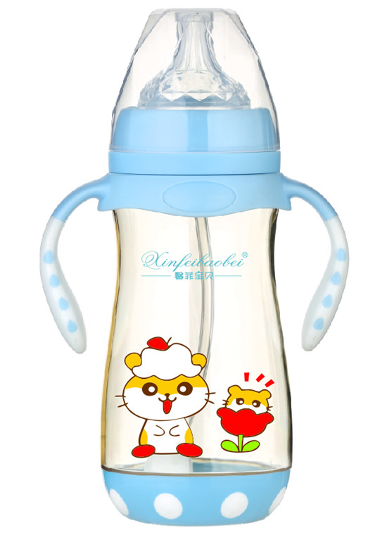 馨菲寶貝奶瓶帶底座雙柄藍色大號