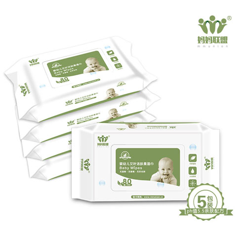 媽媽聯(lián)盟艾葉潔膚濕巾80抽5包