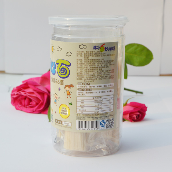 捌月拾伍魔芋紫薯空心面罐裝背面184g