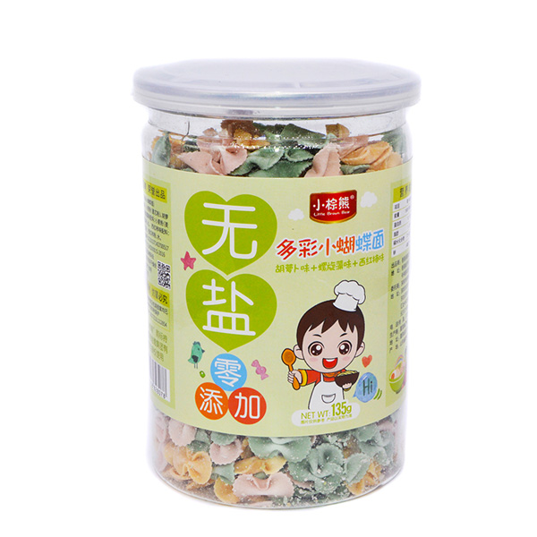 小棕熊無鹽多彩小蝴蝶面(胡蘿卜+螺旋藻+西紅柿)