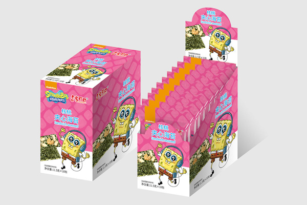 香當(dāng)可口海綿寶寶系列-核桃?jiàn)A心海苔盒裝