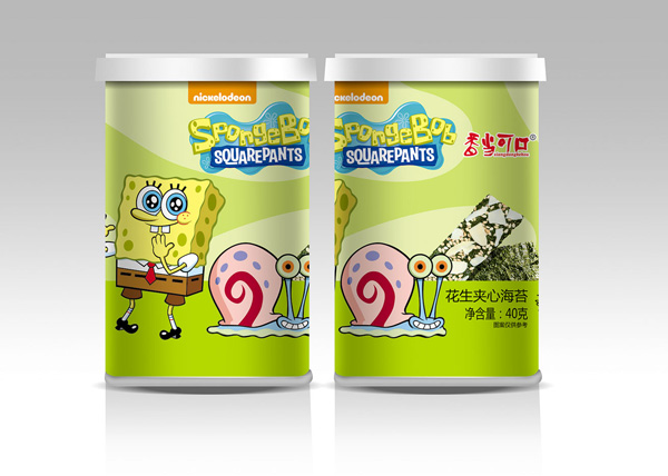 香當(dāng)可口海綿寶寶系列-花生夾心海苔桶裝