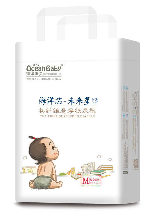 海洋寶貝茶纖維懸浮紙尿褲M(mǎn)