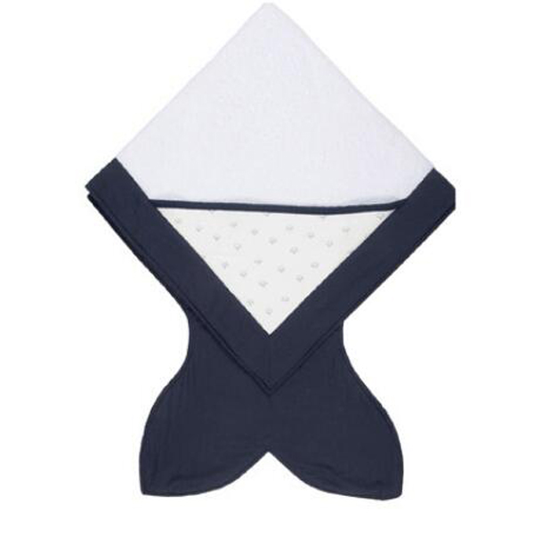 西班牙baby bites嬰兒純棉斗篷帶帽浴巾 海軍藍