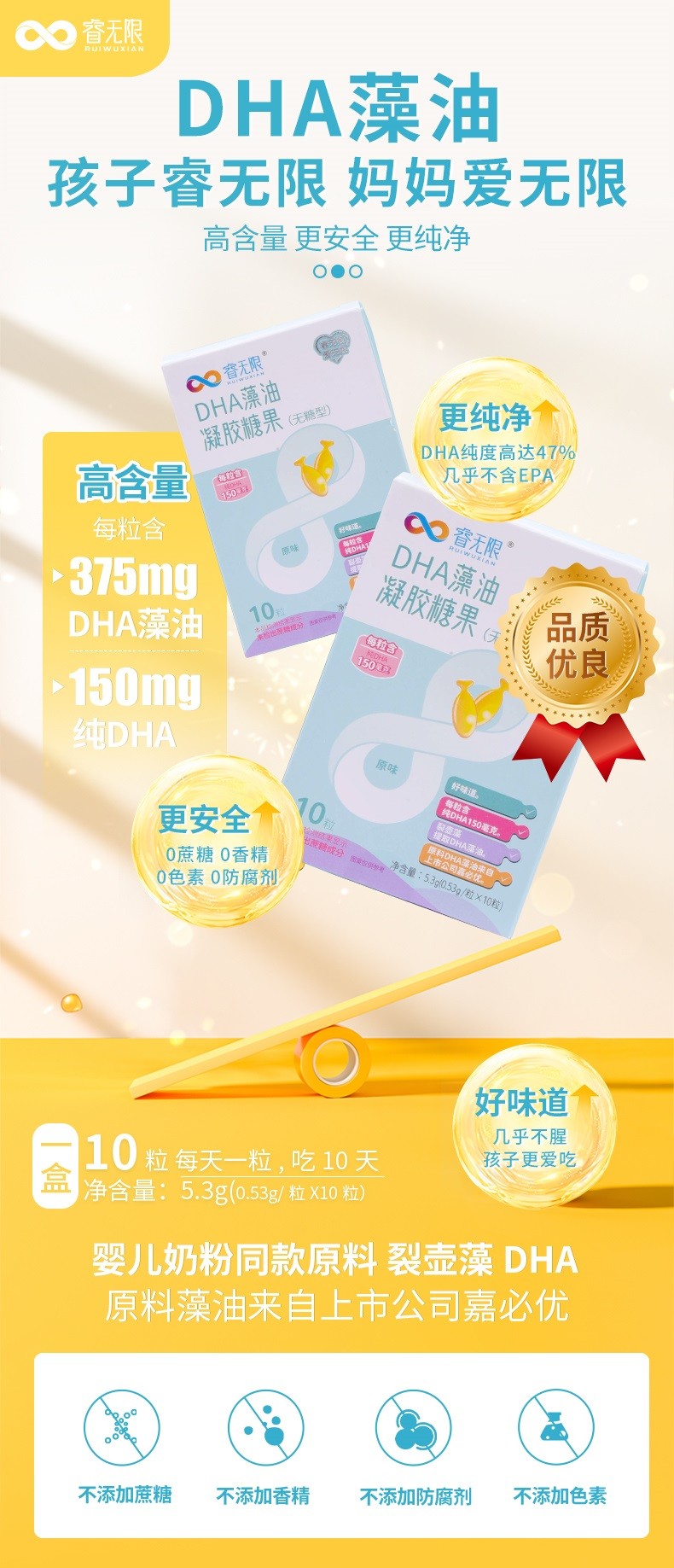 睿無限睿智版DHA藻油凝膠糖果10粒