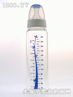 晶鉆玻璃奶瓶240mL藍樹