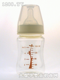 寬口晶鉆玻璃奶瓶150mL紅樹