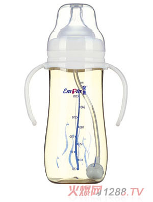 皇嬰PPSU寬口圓弧自動(dòng)奶瓶300ml白色