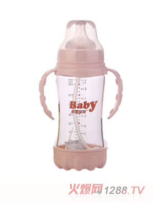 家茵寶寶寬口徑晶鉆雙柄全自動(dòng)防摔玻璃奶瓶