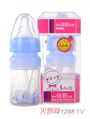 矽利康液體硅膠奶瓶60ml淺藍色