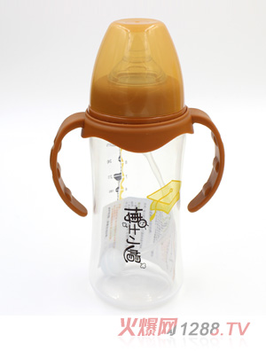 博士小帽PP有柄自然親子寬口自動(dòng)奶瓶300ml橙色