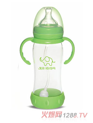 培愛寬口徑葫蘆玻璃奶瓶（變色安全硅膠套280ml
