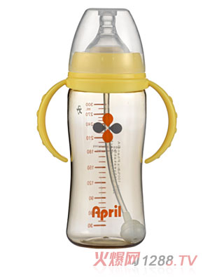 愛(ài)普麗PPSU寬口弧形奶瓶300ml黃色
