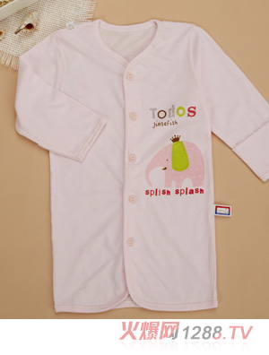 金色小魚純棉素色單面大象束口護手睡袍