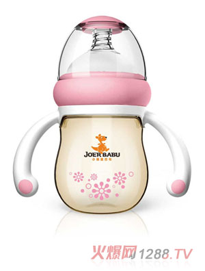 小袋鼠巴布梨形PPSU自動寬口奶瓶160ml粉色