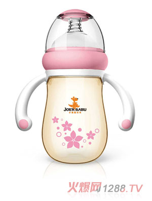 小袋鼠巴布梨形PPSU自動寬口奶瓶240ml粉色