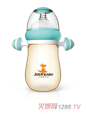 小袋鼠巴布自動按摩手柄PPSU寬口奶瓶260ml綠色