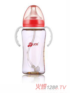 母愛(ài)PPSU寬口自動(dòng)奶瓶300ml安全耐摔紅