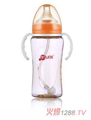 母愛(ài)PPSU寬口自動(dòng)奶瓶300ml安全耐摔黃