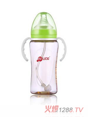 母愛(ài)PPSU寬口自動(dòng)奶瓶300ml安全耐摔綠