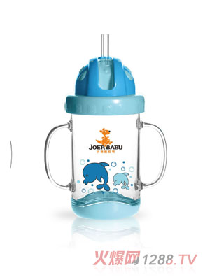 小袋鼠巴布晶透學(xué)飲杯260ml藍色